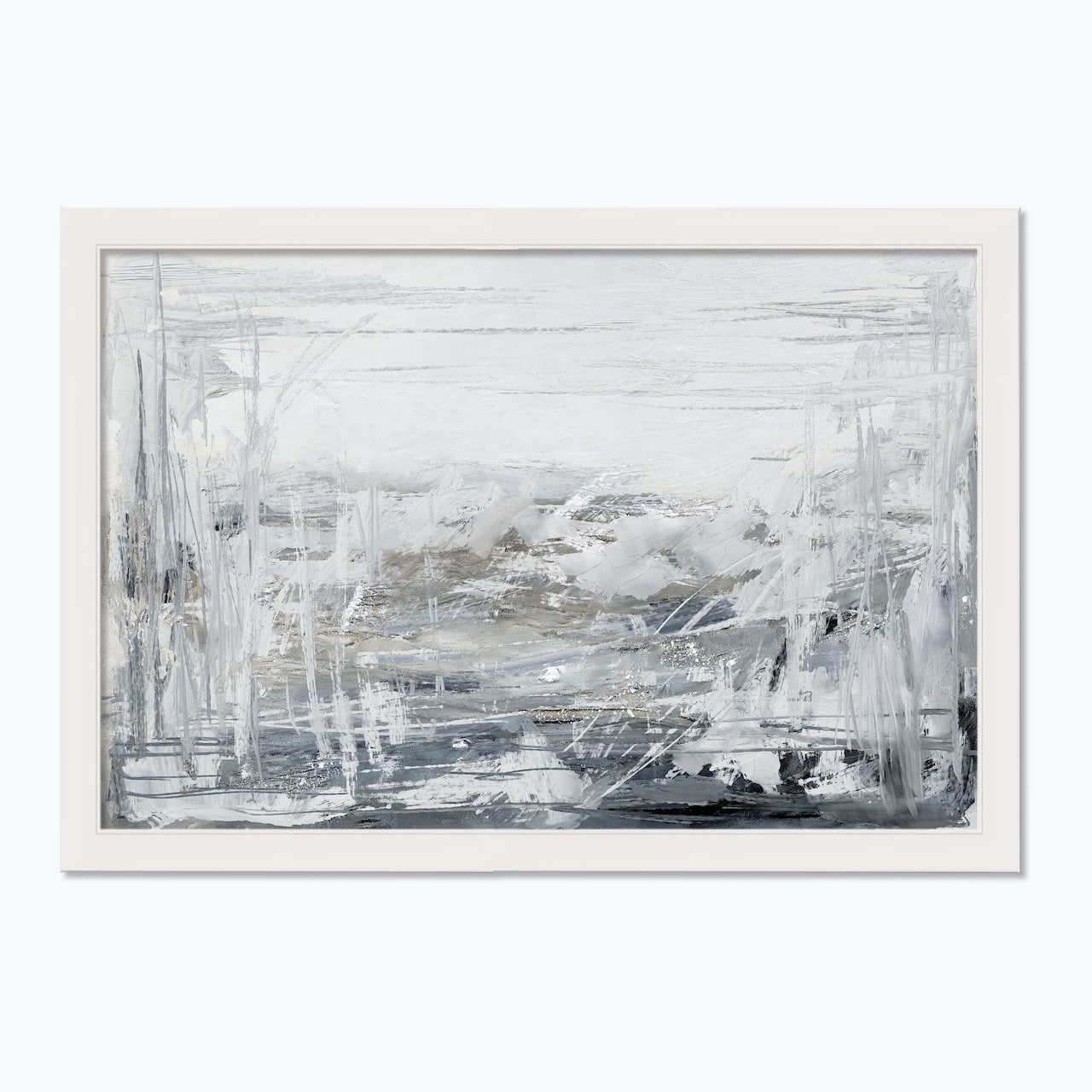 Gray Texture Abstract 20" x 30" White Framed Print Under Plexiglass